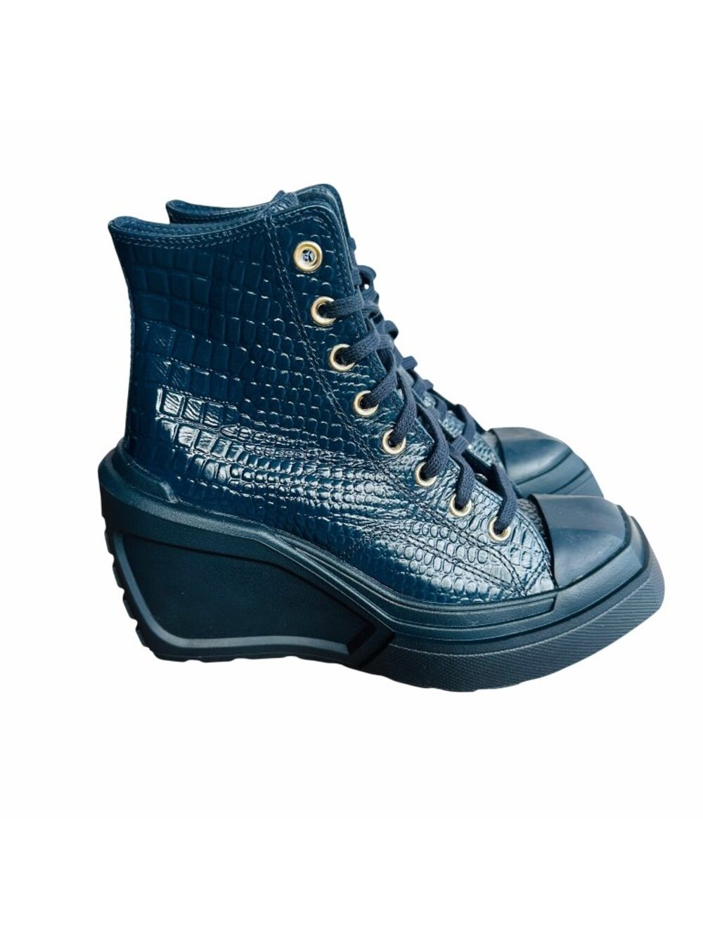 ✨Converse Chuck 70 De Luxe Wedge Platform Leather Sz 7 Women Shoes Blue A10037C